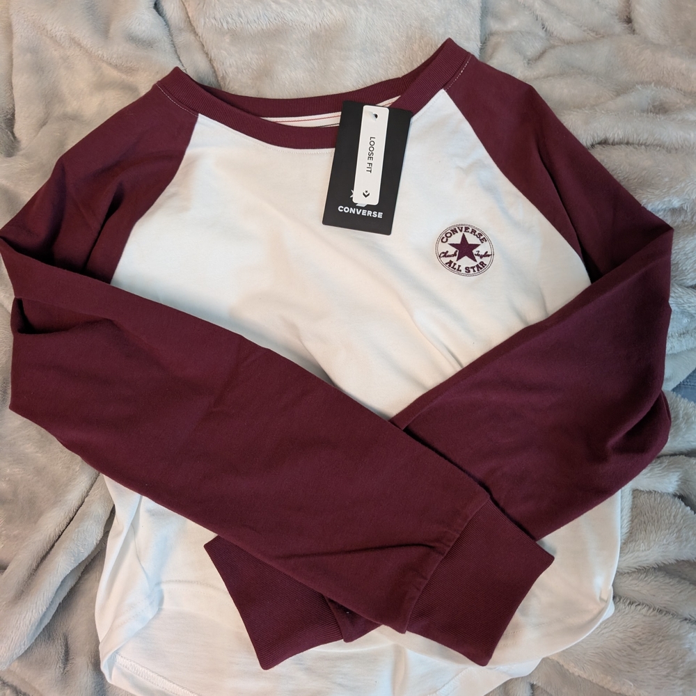 NWT Converse Maroon and White Long Sleeve Shirt